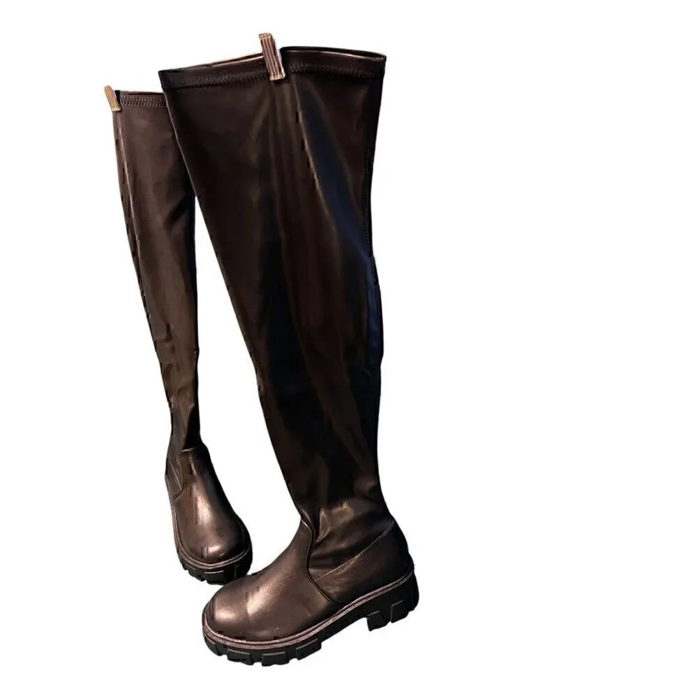 ASOS Glamorous Over-The-Knee Chunky Sole Boots With Side Zipper Closure, size 7